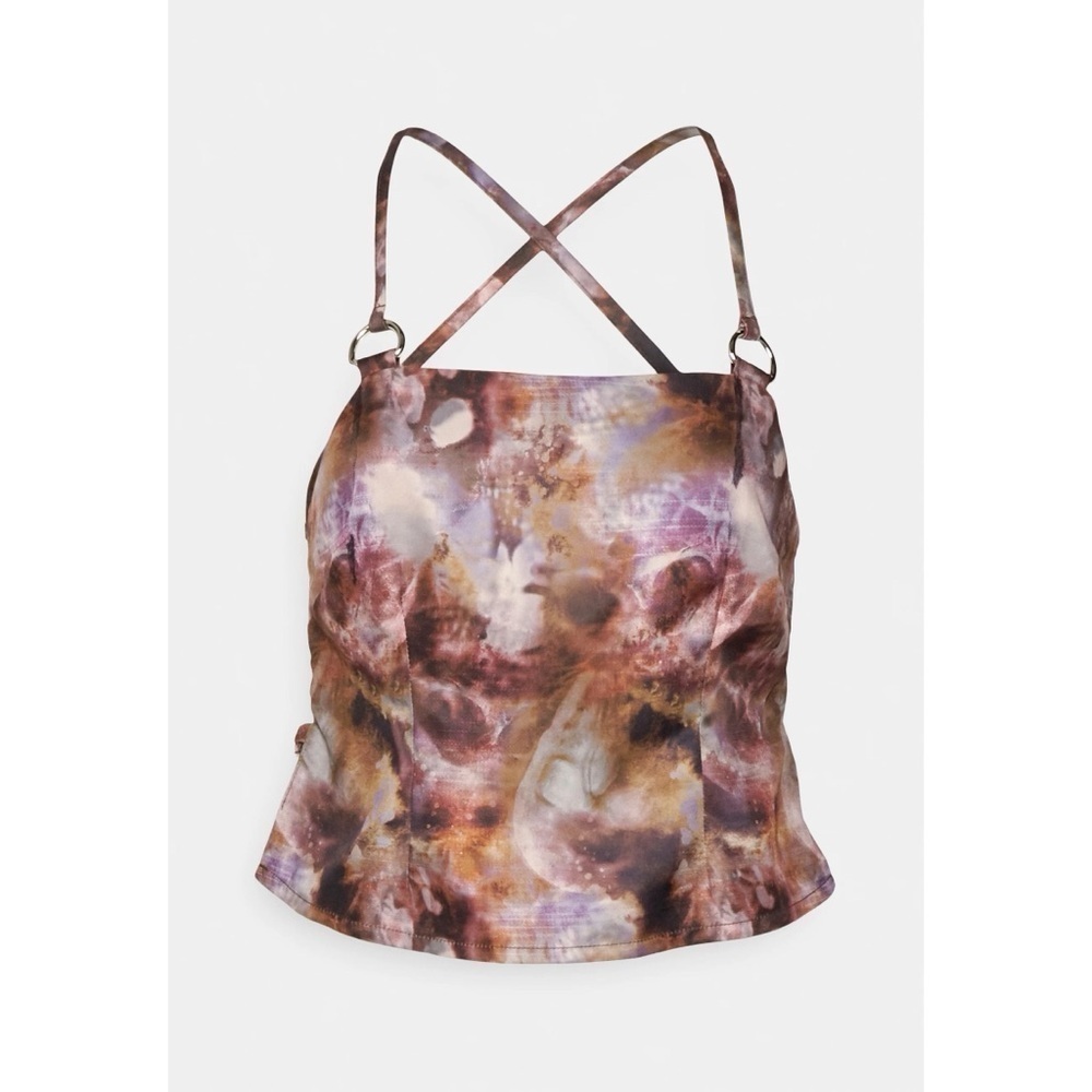 NWT The Ragged Priest Darkside Top Skull Print Backless Lace Up Top